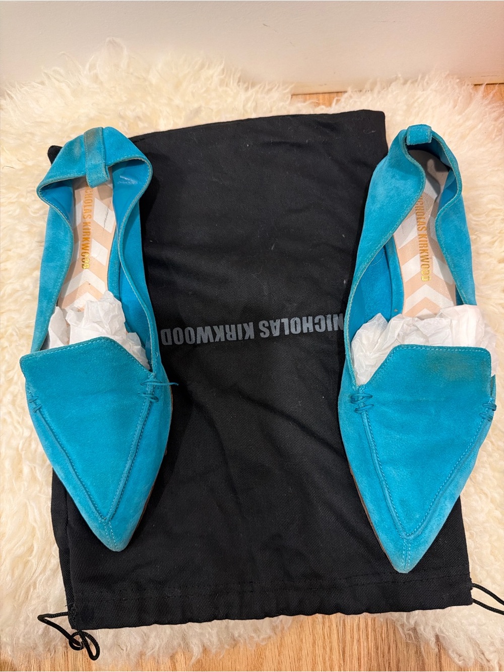 Nicholas Kirkwood Teal Suede in Size 39/US 8.5
